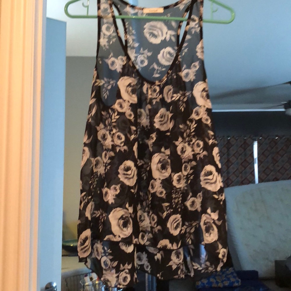Sheer tank with flowers